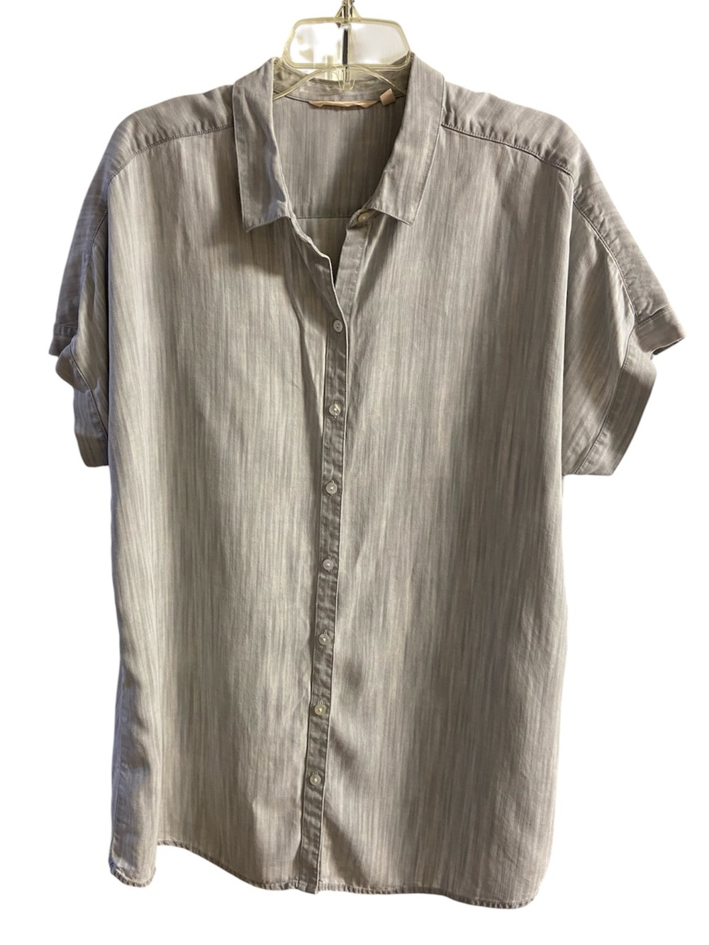 Soft Surroundings Grey Button Front Blouse Tencel Women XL